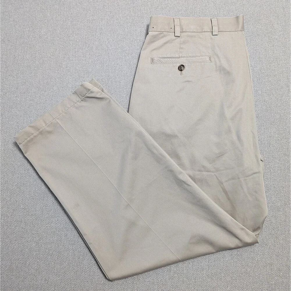 Brooks Brothers Pants Men's 35x30 Khaki Advantage Hudson Chino Flat Front Cotton